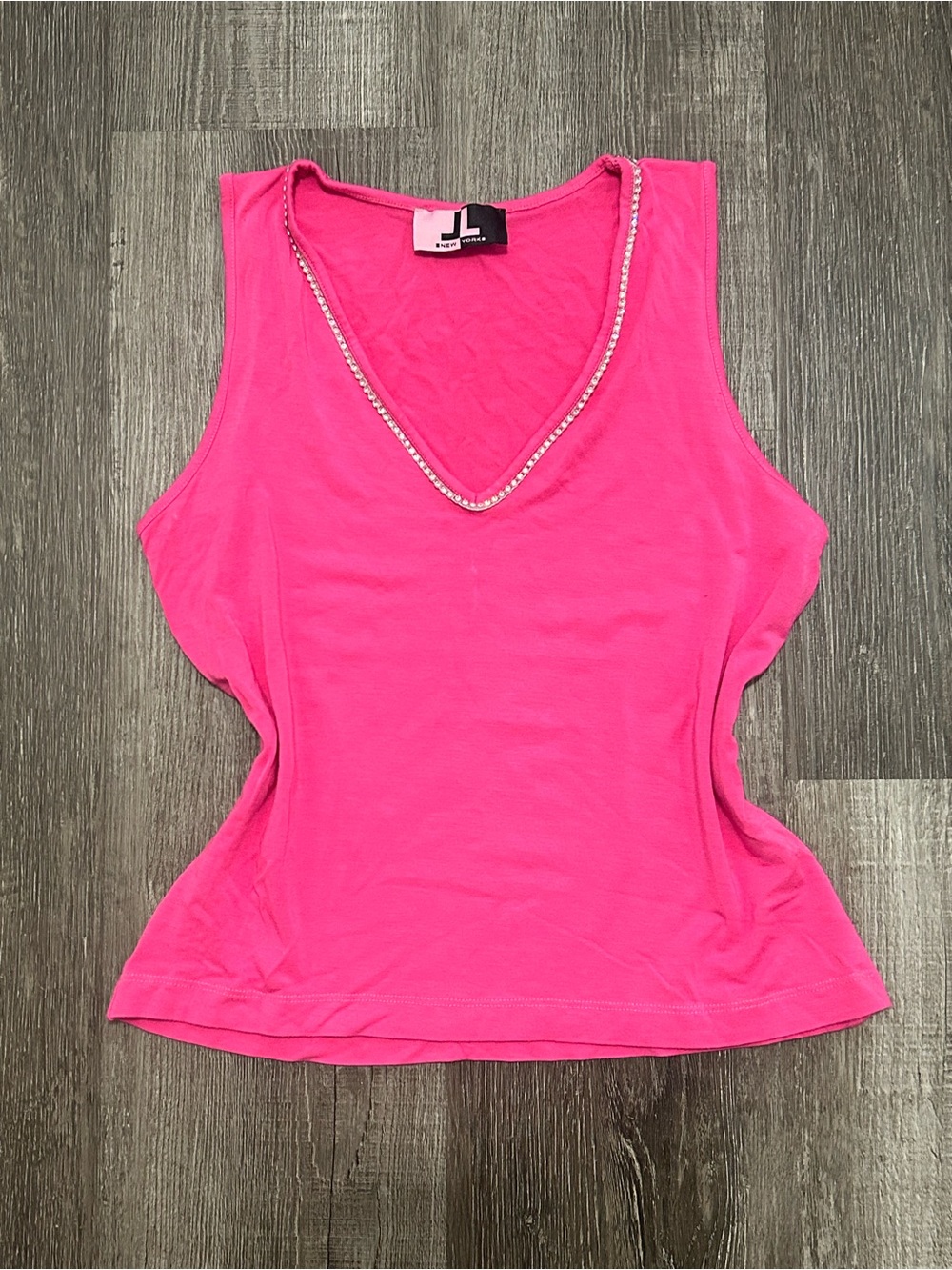 vintage JL New York rhinestone trim tank